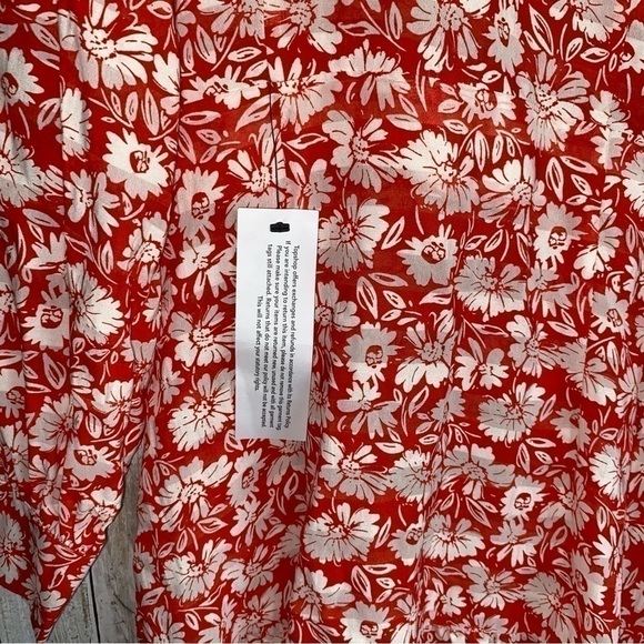 NWT Topshop Red Daisy Side Cutout Tea Length Dress Fairy Glam Cottagecore - Picture 8 of 10